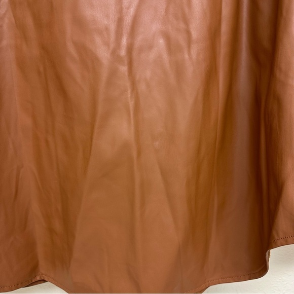 Faux Brown Leather Jacket Shacket Button Down Size Large - Picture 8 of 8